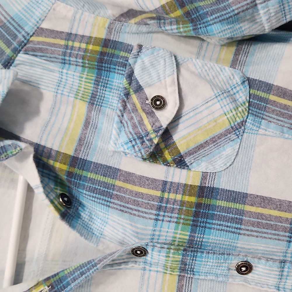 Unionbay Blue Yellow White Plaid Button Down Shirt small - Picture 5 of 15